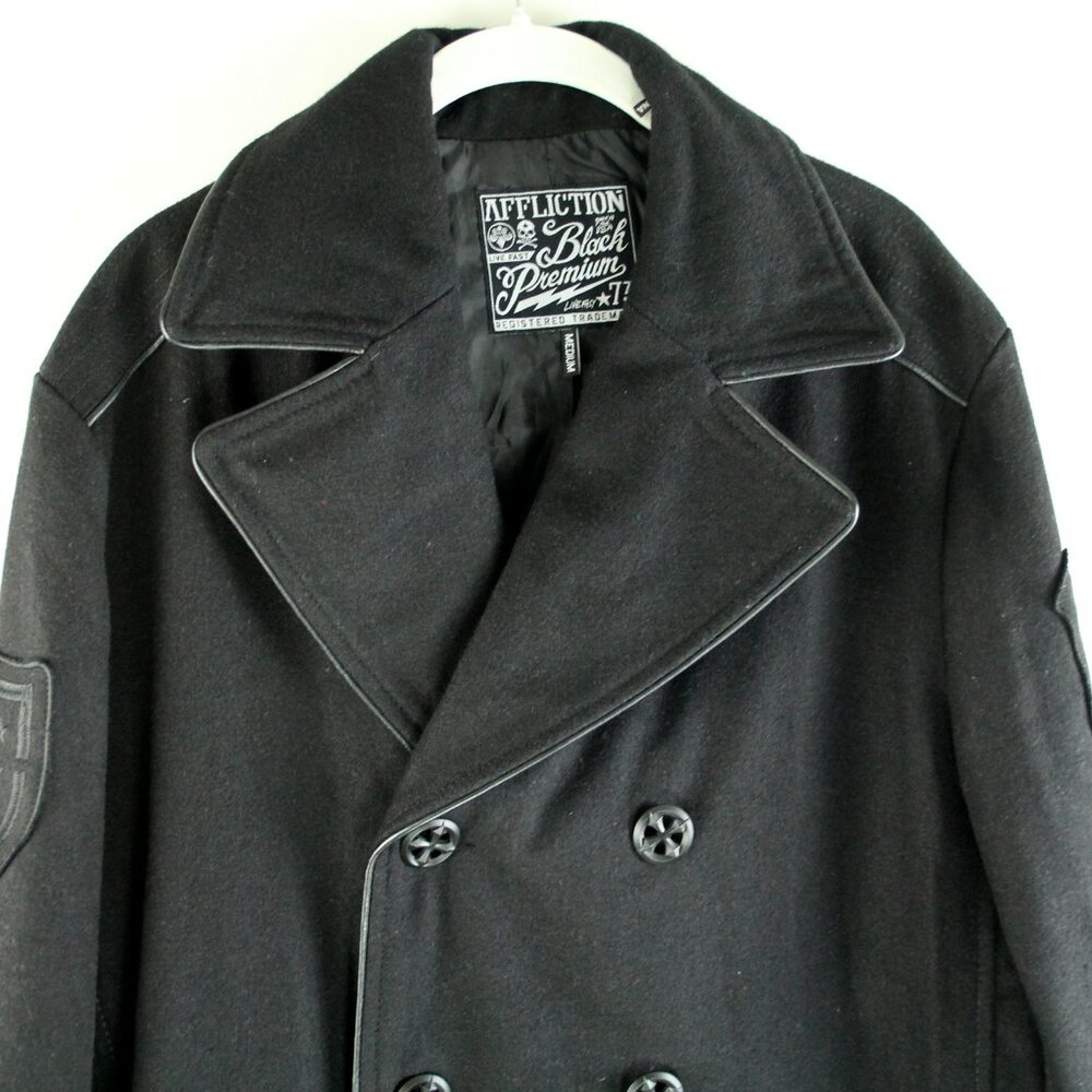 Affliction Black Double Breasted Embroidered Skul… - image 2